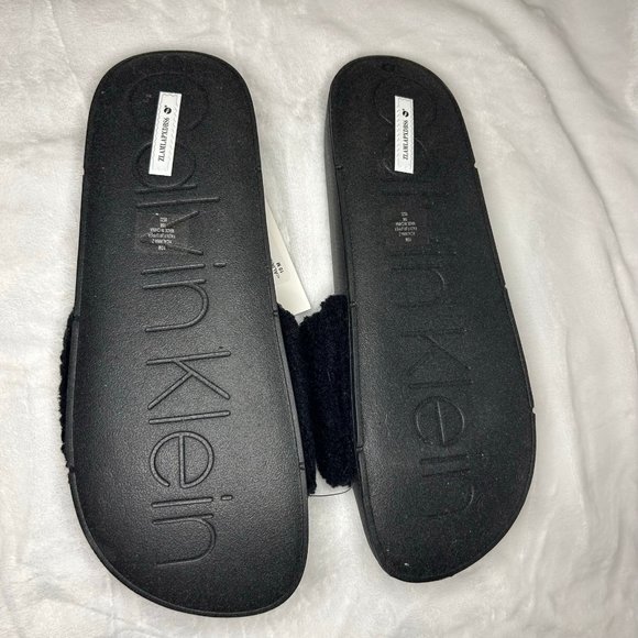 Men\'s Black Calvin Klein Slides w/ Sherpa Fur Men\ main image 2